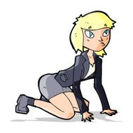 cartoon woman on hands and knees N4