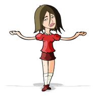 cartoon woman shrugging shoulders N181