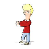 cartoon bored man showing the way N4