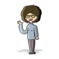 Cartoon Woman Waving N113