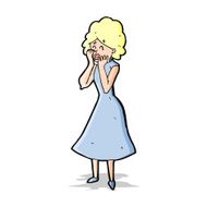 cartoon worried woman N29