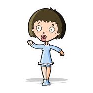 cartoon waving woman N48