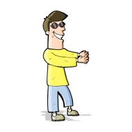 cartoon grinning man wearing glasses N5