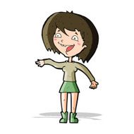 cartoon waving woman N49
