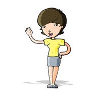 Cartoon Woman Waving N114
