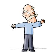 cartoon old man spreading arms wide N3