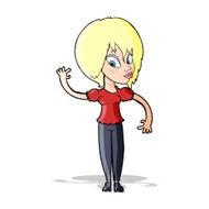 Cartoon Woman Waving N117