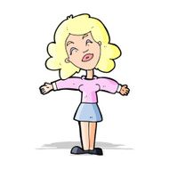 cartoon woman with open arms N35