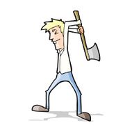 cartoon man swinging axe N5