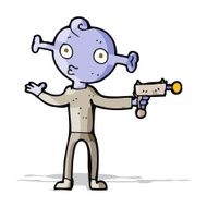 cartoon alien with ray gun N5