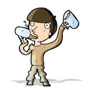 Cartoon Man Drinking Beer N14