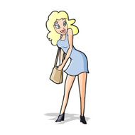 cartoon woman looking in handbag N4
