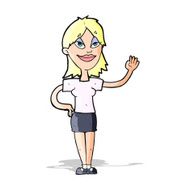 Cartoon Woman Waving N119