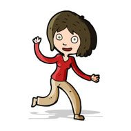 cartoon happy waving girl N4