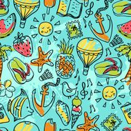 Seamless pattern of vector doodle summer icons