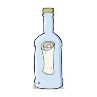 cartoon letter in a bottle N10