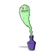 cartoon spooky ghost in bottle N4