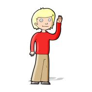 cartoon friendly boy waving N5