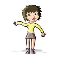 cartoon friendly woman waving N21