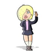 cartoon cool girl giving peace sign N5