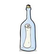cartoon letter in a bottle N11