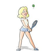 cartoon woman playing tennis N5