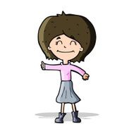 cartoon happy girl giving thumbs up symbol N5