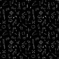 Hand drawn arrows and lines seamless pattern Vector illustration