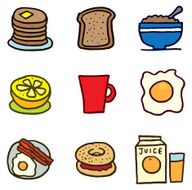 Breakfast and cereal icon set N2