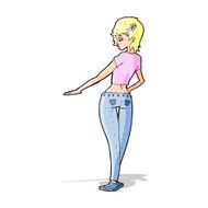 cartoon pretty girl in jeans and tee N5