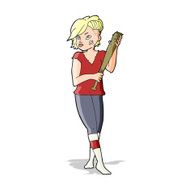 cartoon pretty punk girl with baseball bat N5