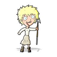 cartoon crazy woman with spear N4