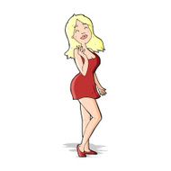 cartoon pretty woman in cocktail dress N5