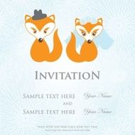 Hand drawn love wedding fox couple on background