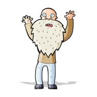 cartoon frightened old man with beard N4