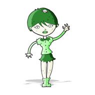 cartoon vampire girl waving N5