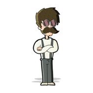 cartoon hipster man with mustache and spectacles N5