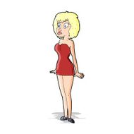 cartoon surprised woman in short dress N5