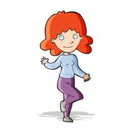 cartoon friendly woman waving N23