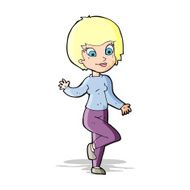 Cartoon Woman Waving N124