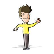 cartoon worried man reaching out N9