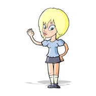 cartoon pretty woman waving N33