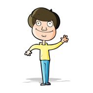 cartoon happy man waving N16