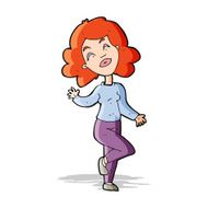 cartoon happy woman dancing N4