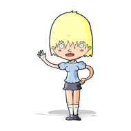 cartoon waving woman N50
