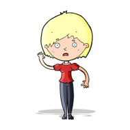 cartoon waving woman N51