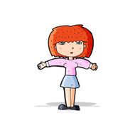 cartoon woman shrugging shoulders N184