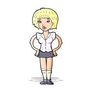 cartoon woman with hands on hips N83