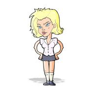 cartoon woman with hands on hips N84