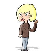 cartoon waving woman N53